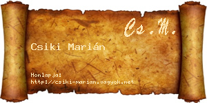 Csiki Marián névjegykártya